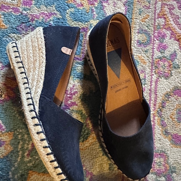 Verbenas Black Espadrille Wedge Shoes 37 6.5